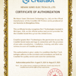 Official CreatBot certificate of authorization issued to Rev1 Technologies recognizing them as an authorized service provider and reseller in the United States